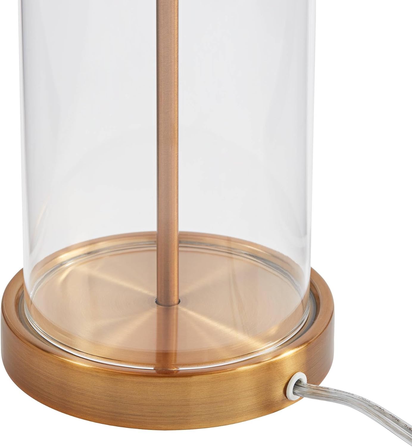 360 Lighting Modern Table Lamp Fillable 26' High Warm Gold Clear Glass Cylinder Black Hardback Drum Shade Decor for Living Room Bedroom House Bedside Nightstand Home Office Family Entryway