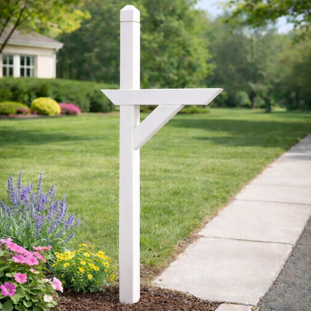 Peaceful Classics Wooden or Vinyl Mailbox Post – Weather-Resistant Outdoor Mailbox Stand with Shelf – Made in Lancaster, PA – Easy Assembly with Hardware Included (Wood, White)