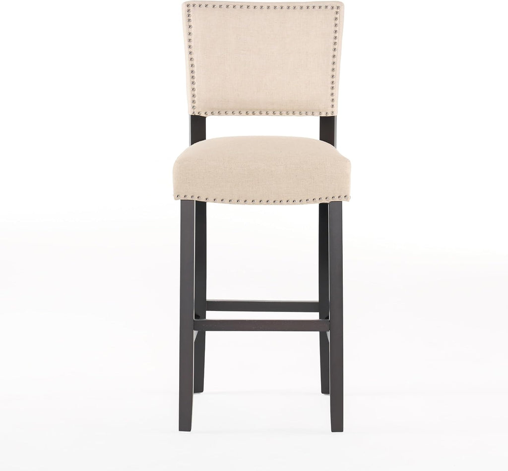 GOWE Barstools with Rivet Decoration Set of 2, Wood Frame,Fabric Sponge Cushion and Upholstered Barstools, Bar Chairs for Kitchen Island,Bedroom,Dining Room.