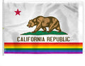 AGAS Large California Pride Flag 10x15 Ft - Printed 200D Nylon - Rope Thimble Brass Grommet Stitched Edges Fade Proof Sharp Colors - Big Size Pride flag