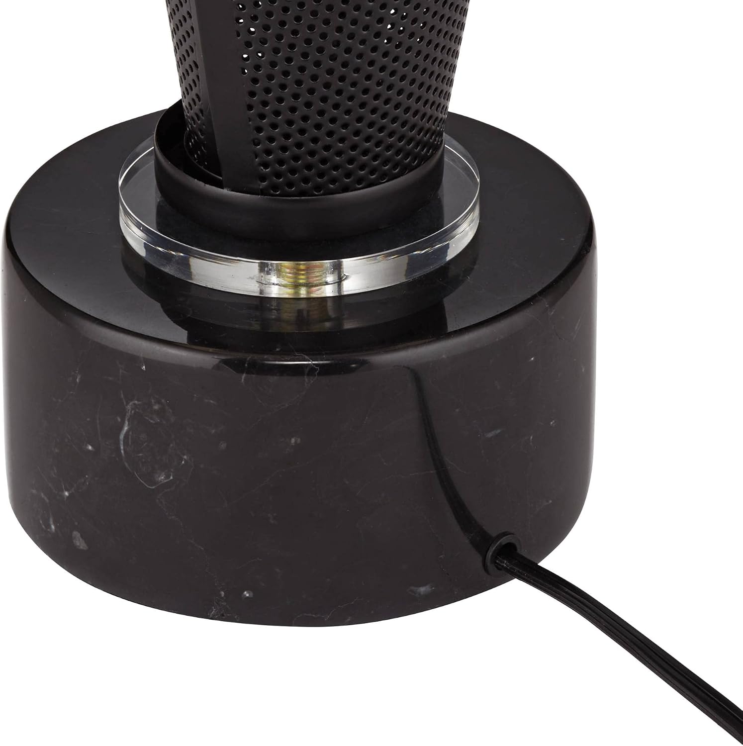 Possini Euro Design Sasha Modern Industrial Table Lamp 31 1/2' Tall Sculptural Black Metal Organza Sheer Outer White Fabric Inner Dum Shade for Bedroom Living Room House Bedside Nightstand Office