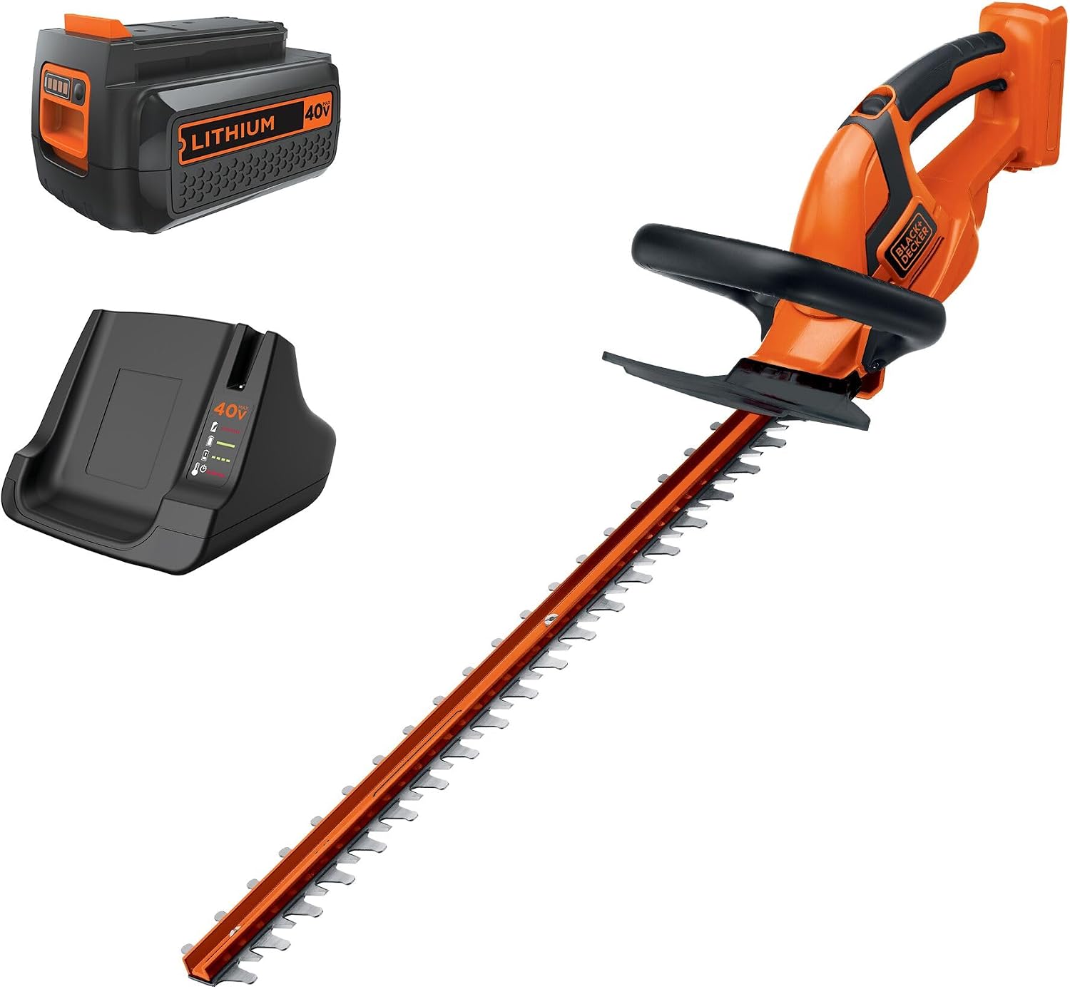 BLACK+DECKER 40V MAX Hedge Trimmer, Cordless, 24-Inch Blade, Battery and Charger Included (LHT2436) | Battery and Charger Included