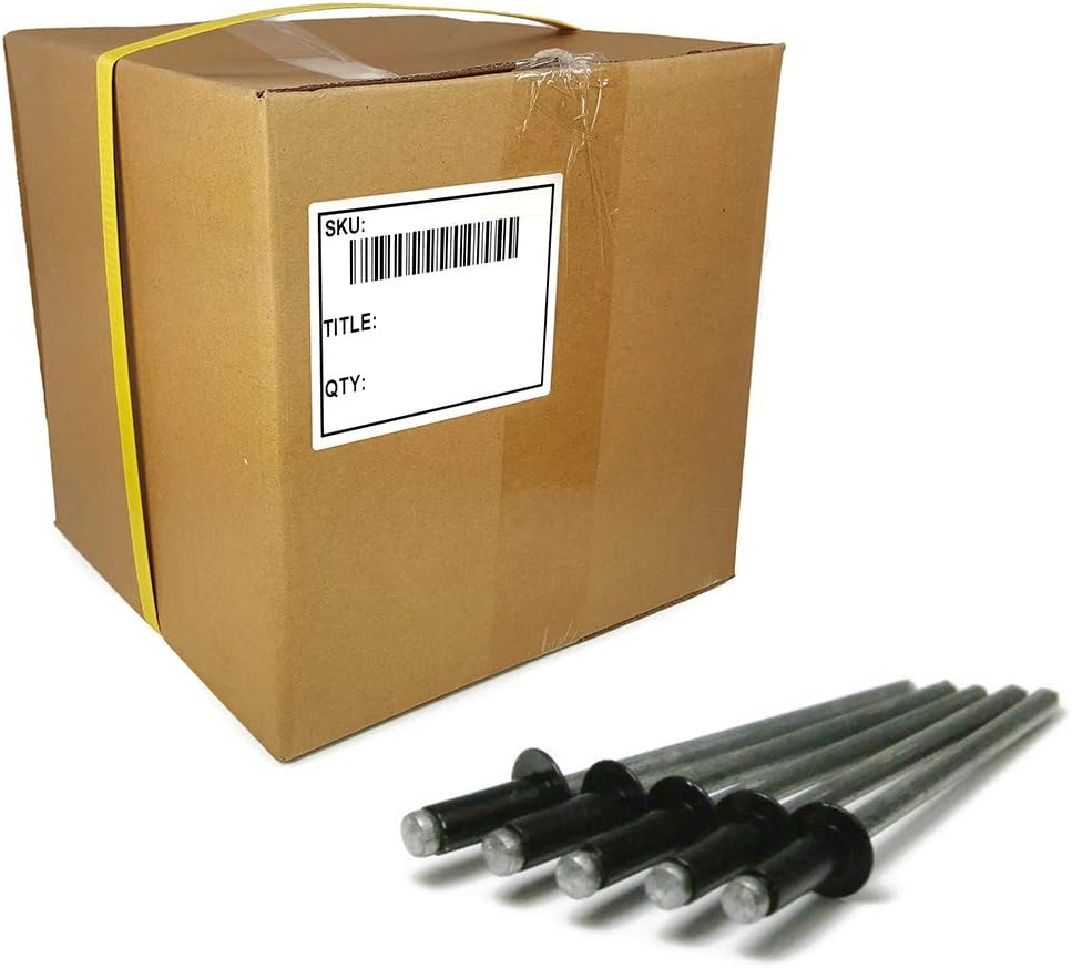Black Pop Rivets 1/8 Diameter #4-4 1/8in x 1/4in Grip Aluminum Blind Rivets Bulk Box - 10,000 pieces