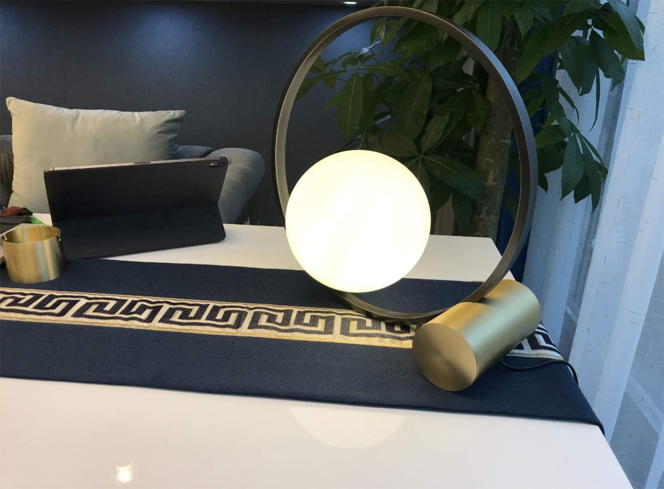 KCO Lighting Mid Century Modern Nightstand Lamp Black Metal Table Globe Desk Round Nightstand Large Glass Table Lamps for Living Room Bedside Office