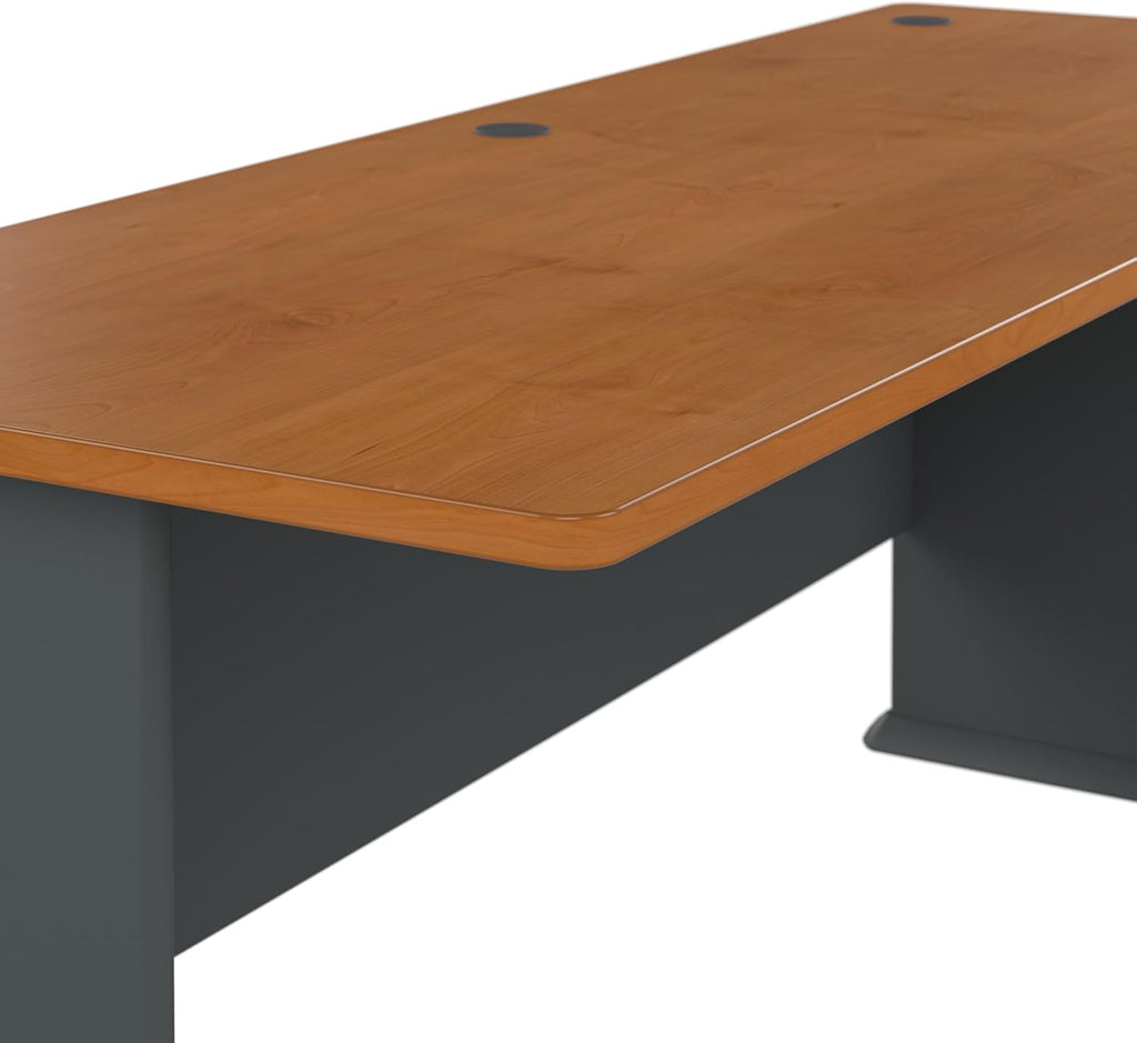 Bush Business Furniture Series A 72W Desk in Natural Cherry and Slate, Large Workstation for Home or Professional Workspace, Desktop Solution for Office Use