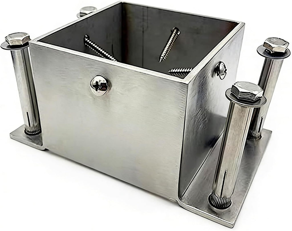 Heavy Duty Stainless Steel Post Base, Railing Post Anchor and Mailbox Support, for Pergola, Railing, and Mailbox Posts(105×105 Mm (4.1×4.1 in))