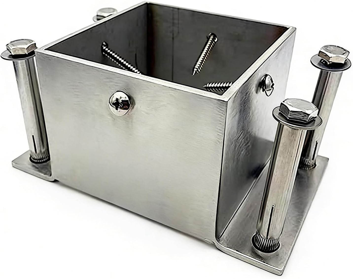Heavy Duty Stainless Steel Post Base, Railing Post Anchor and Mailbox Support, for Pergola, Railing, and Mailbox Posts(105×105 Mm (4.1×4.1 in))