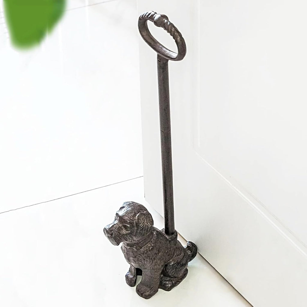 Retro Cast Iron Door Stopper with Handle, Heavy Duty Dog Door Weight for Interior/Exterior Under The Door, Portable