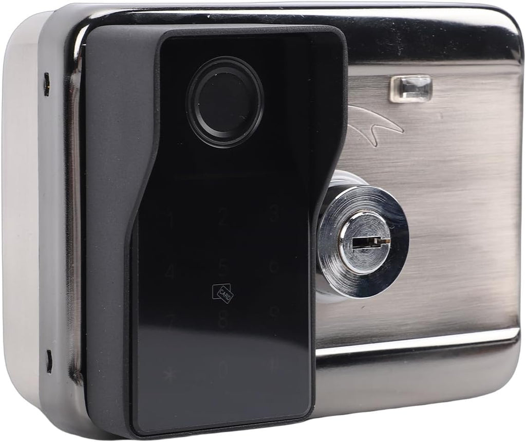 Pssopp Electronic Smart Gate Lock, Gate Locks Double Side Fingerprint with Keypad Keys Card for Garden Fence Yard Electronic Smart Lock, 5 Unlock Methods Nan