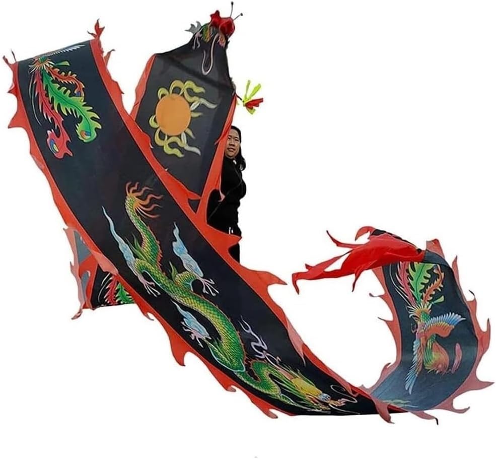 Lion Dance Streamer Silk Dragon Dance with Rope Outdoor Sports Fitness Ribbon Chinese New Year Lion Dragon Dances(C,6m/20f)