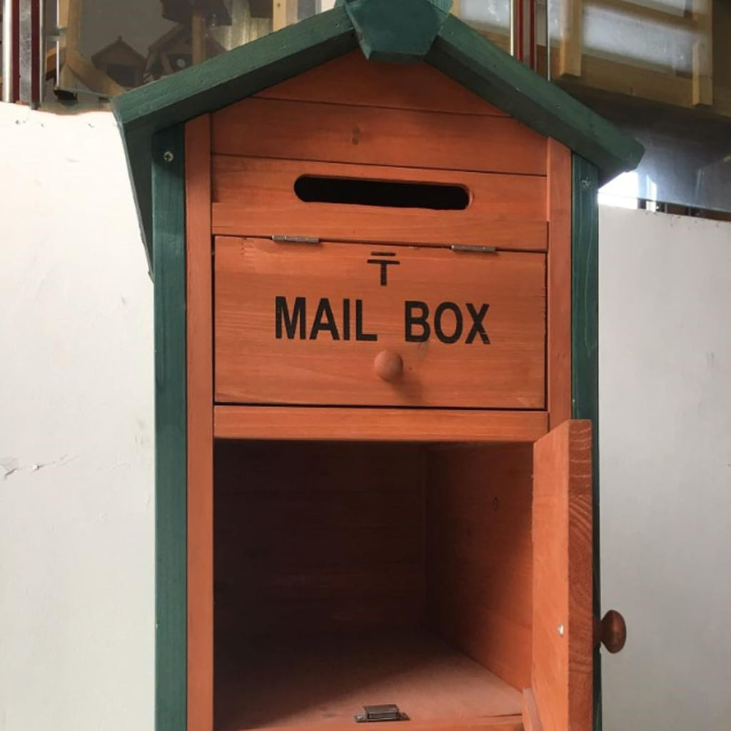 Vertical Wooden Outdoor Mailbox Creative Garden Milk Post Box, Rustic Home Street Mailbox Decoration Weatherproof Decor