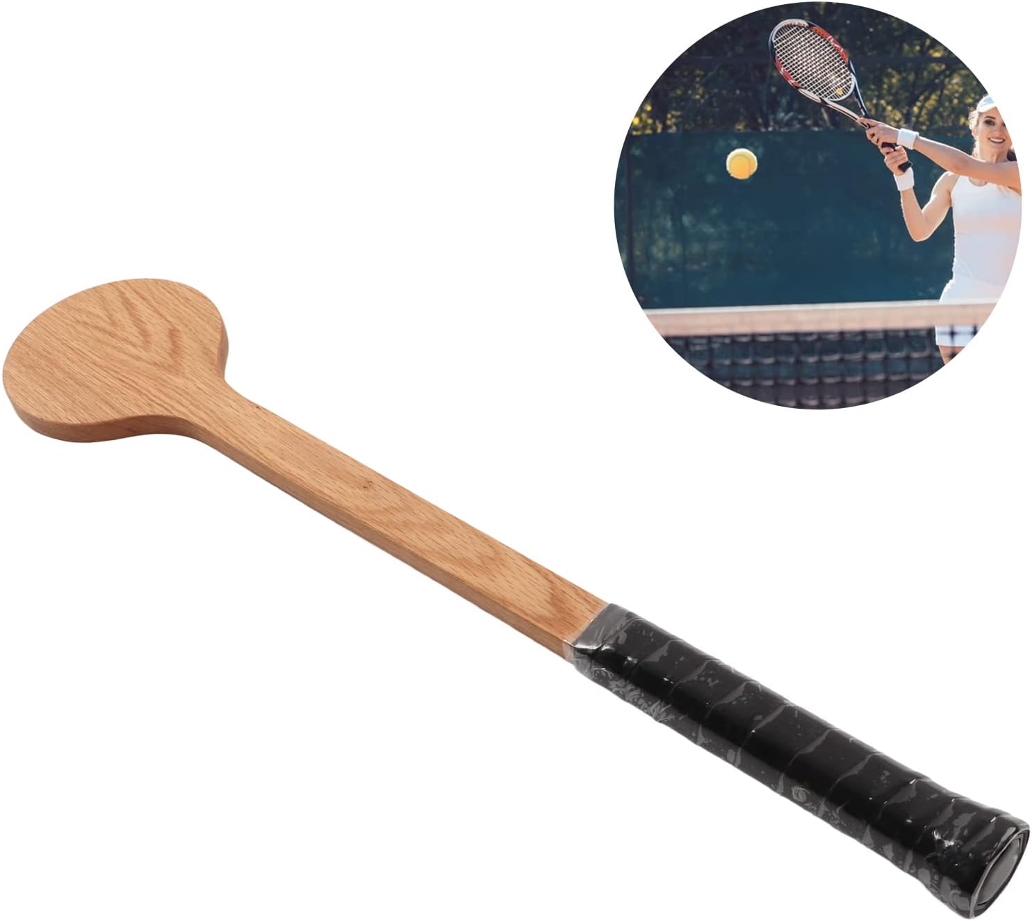 Wooden Spoon Tennis Pointer, Reliable Tennis Pointer Spoon Wood Tennis Sweet Pointer Trainer Racket Swing Practice Training Aid with Storage Bag for Tennis Trainer