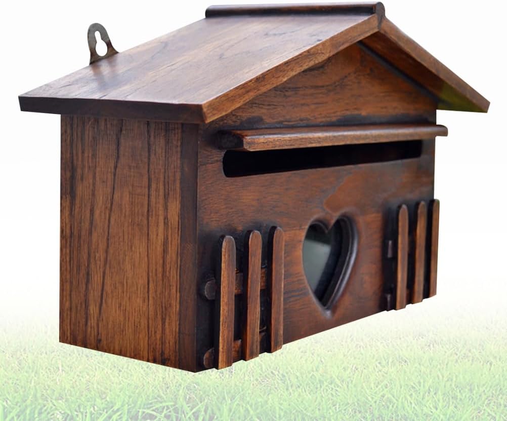 CUBANE Post Box, Wall Mounted Letterbox, Letter Boxletterbox Mailbox Wall Mount Suggestion Box Wooden Mailbox Outddor Post Box Creative Letter Box for Home Company Country Rustic Décor Mailbox