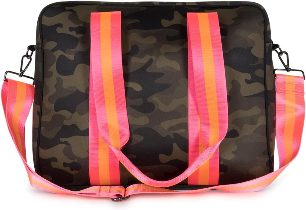Haute Shore - Billie Showoff Tennis Bag, Green Camo w/Pink & Orange Stripes, One_Size