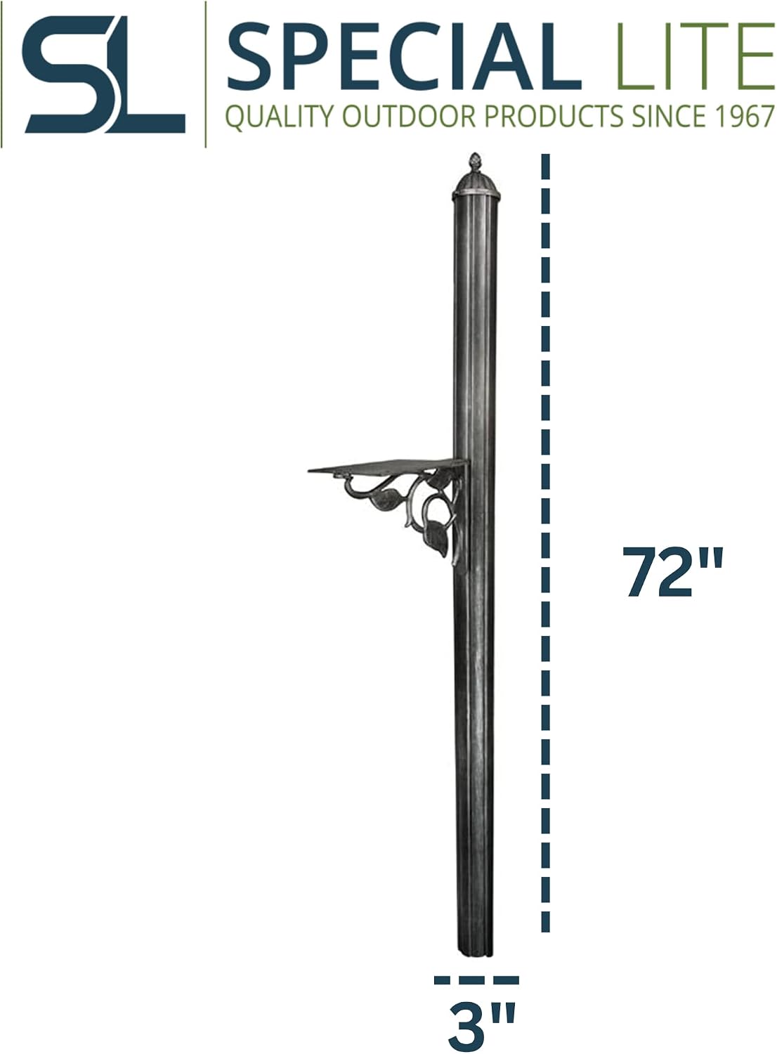Special Lite Albion Mailbox Post - Black Aluminum Post for Curbside Mailbox - SPK-651-BLK