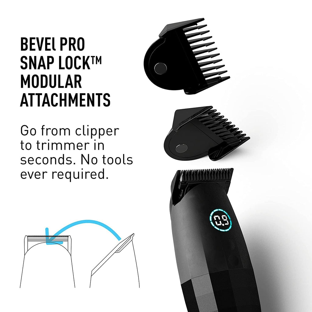 Bevel Professional Hair Clippers & Beard Trimmer for Men, Barber Supplies, Cordless Clippers, Trimmer for Men, 4 Hour Rechargeable Battery, Black
