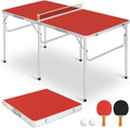 Portable Ping Pong Table, Foldable Indoor Table Tennis Tables Game, Folding Indoor Table Tennis w/ 2 Paddles, 2 Balls and Net for Adults/Teens, Quick Assembly