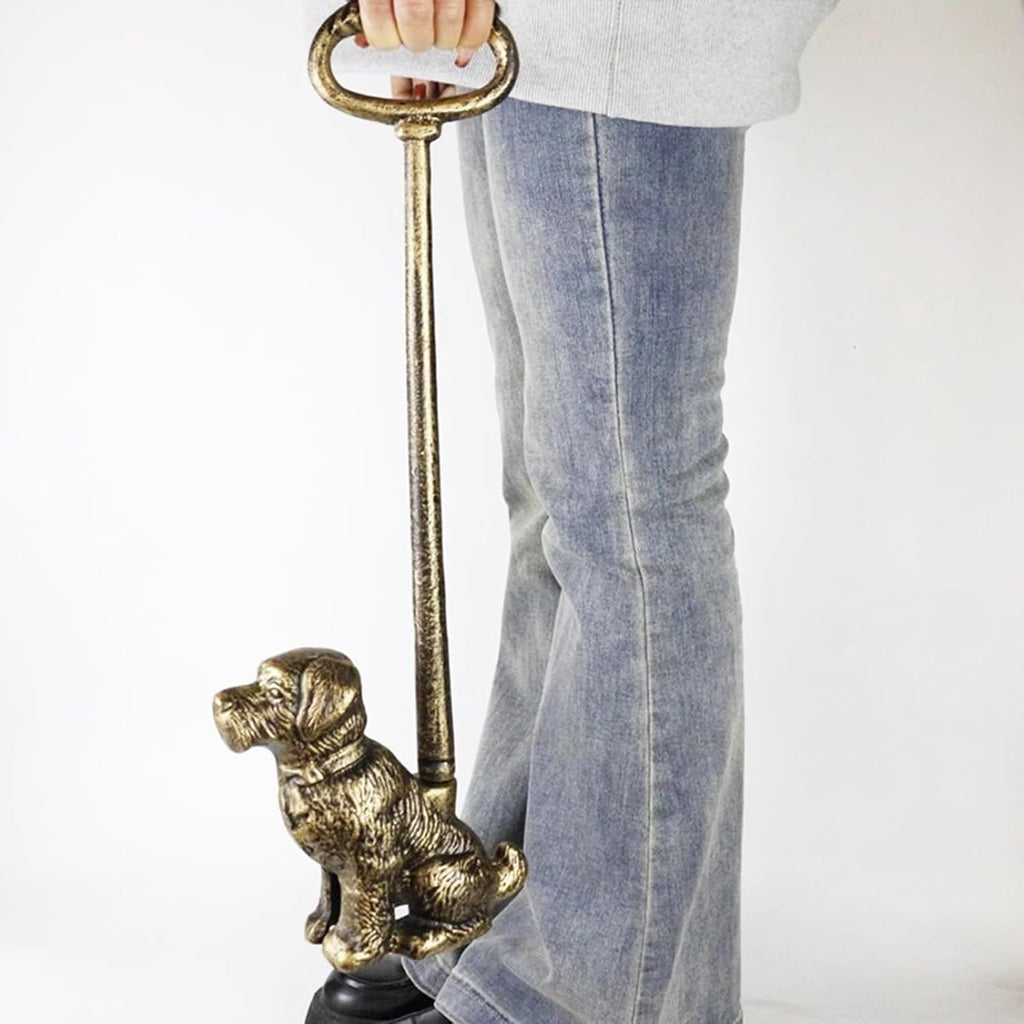 Portable Weighted Door Stop to Keep Door Open, Cast Iron Dog Door Stopper with Handle, Antique Copper, Weight 5.3lb