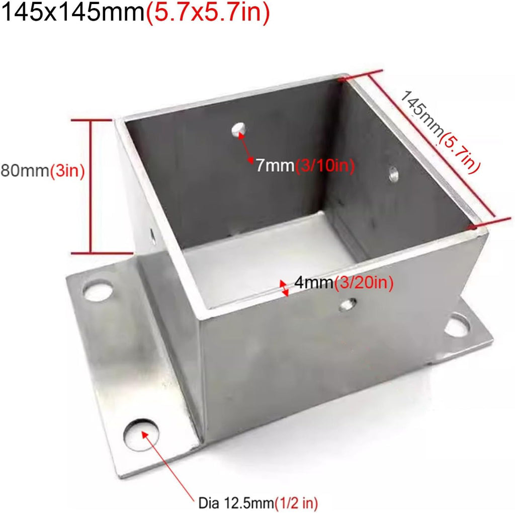 Metal Fence Post Bracket - Outdoor Support for Wood Columns and Mailbox Posts(145x145mm)