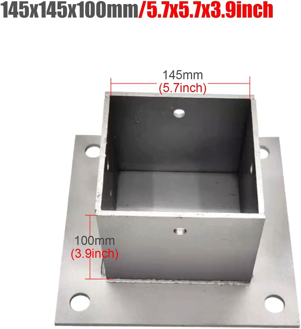 2pcs Wood Fence Post Base Support Bracket - Stainless Steel Concrete Post Anchor for Deck Railing, Vinyl Fence, Mailbox(145x145mm)