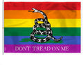 AGAS Large Dont Tread on Me Pride Flag 8x12 Ft - Printed 200D Nylon - Rope Thimble Brass Grommet Stitched Edges Fade Proof Sharp Color