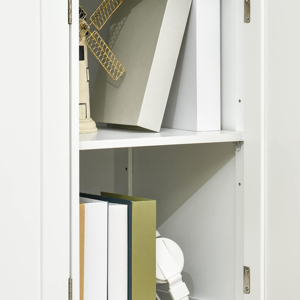 HOMCOM Sideboard Buffet Cabinet with Solid Wood Countertop, Modern Kitchen Storage Cabinet, Coffee Bar Cabinet with 3 Drawers, Doors and Adjustable Shelf, White