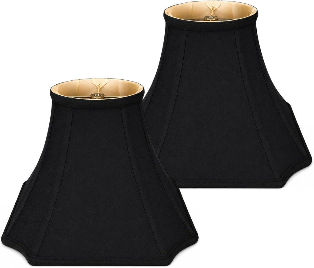 Royal Designs, Inc. BS-714-11BLK-2 Square Inverted Corner Bell Basic Lamp Shade, 5 x 11.5 x 8.5, Black with Gold, 2-Pack