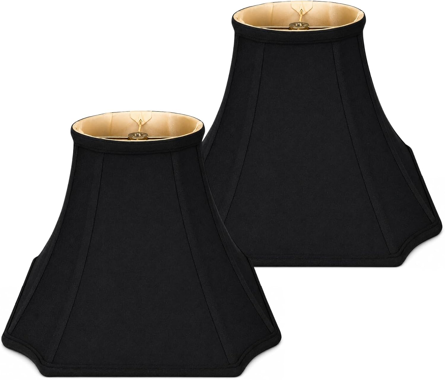 Royal Designs, Inc. BS-714-11BLK-2 Square Inverted Corner Bell Basic Lamp Shade, 5 x 11.5 x 8.5, Black with Gold, 2-Pack