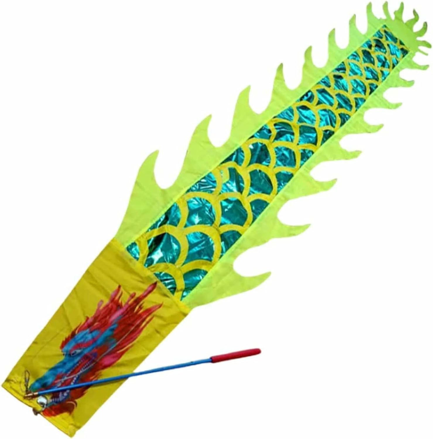 Chinese Silk Dragon Dance 3D Dragon and Lion Dance Props Dragon Ribbon Streamer Rod+Silk Cloth 3D Dragon Ribbon Streamer