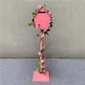 Iron Post Mailbox with Stand, Decorative Cottage Mail Box with Artificial Flowers, Outdoor Mailbox for Courtyard and Exterior Use(Pink)