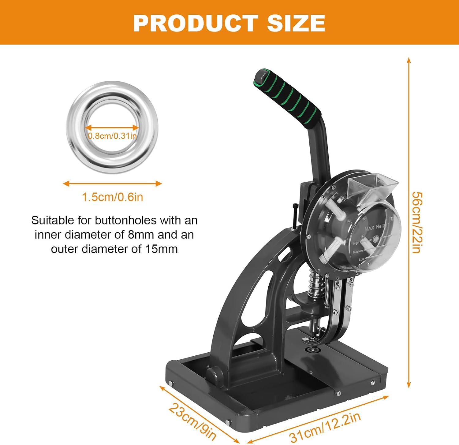 Semi-Automatic Puncher Eyelet Feeding Tool 8mm Banner Tarpaulin Eyelet Press Punching Machine Without Button Accessories for Fabric Leather Banners DIY Projects