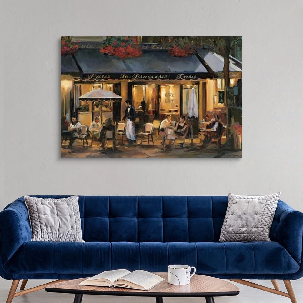 CANVAS ON DEMAND La Brasserie Canvas Wall Art Print by Marilyn Hageman, Traditional, Home Decor, Street Scene, Nature Artwork, 60' x40in