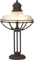 Franklin Iron Works Rustic Industrial 3-Way Table Lamp 26 1/2' High with USB Dimmer Rust Bronze Metal Cage Haft Dome Glass Shade for Bedroom Living Room House Home Desk Bedside Nightstand Office