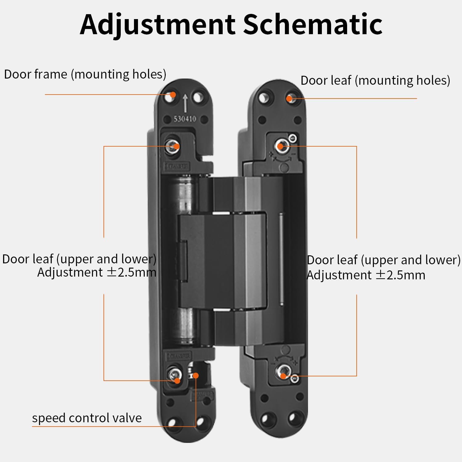 3 Pack Invisible Hydraulic Hinge 3D Adjustable Heavy Duty Hidden Door Hinge 180 Swing Automatic Door Close Cushioning Mortise Mount Concealed Cross Hinge Load Bearing 100KG, Grey