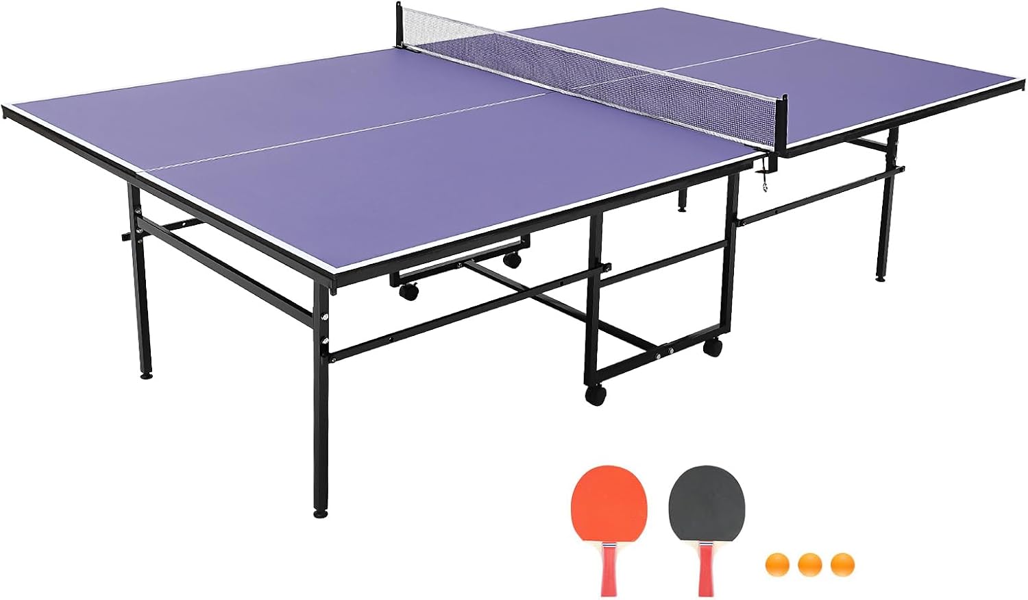 Garvee Portable Ping Pong Table,9 ft Professional Indoor/Outdoor Table Tennis Tables Game with Net for Adults/Teens,2 Tennis Paddles and 3 Balls- Quick Assembly