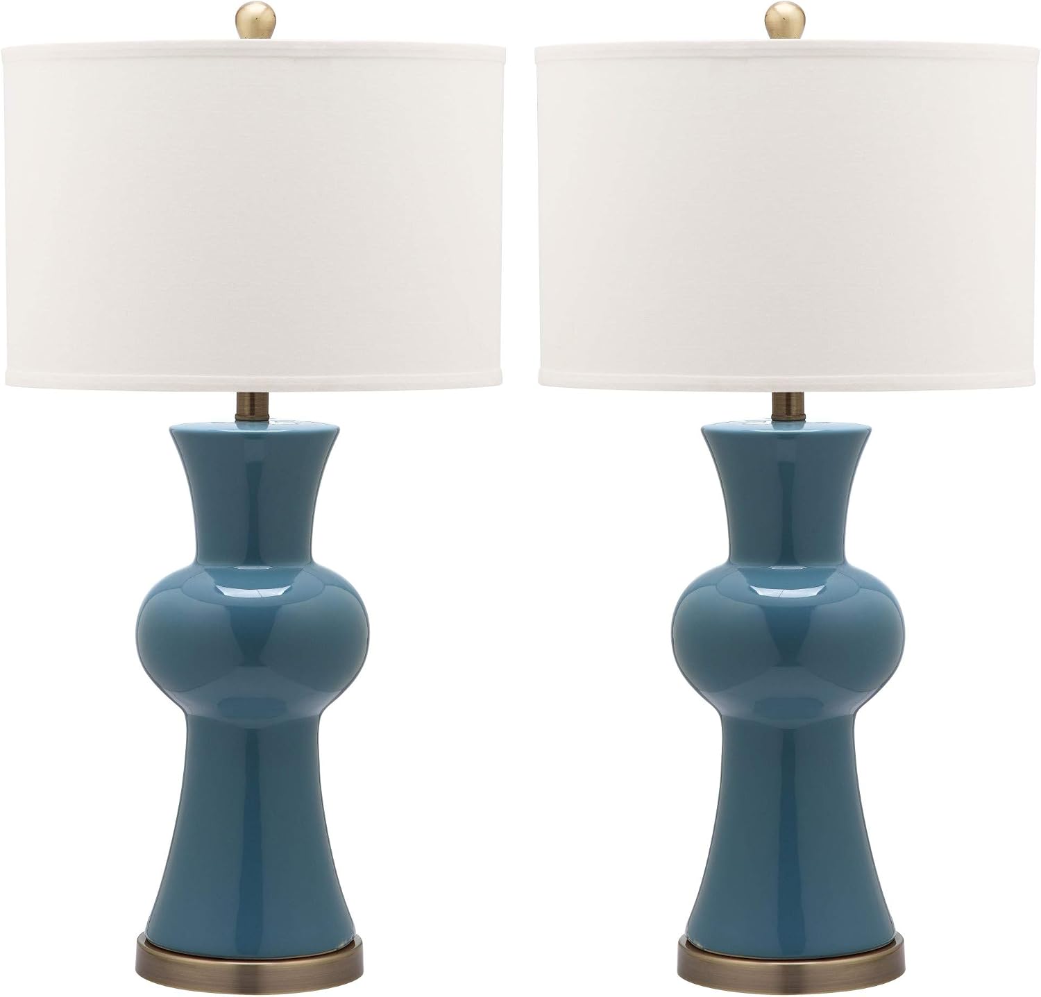 Safavieh Lighting Collection Lola Column Blue and White Table Lamp, Set of 2