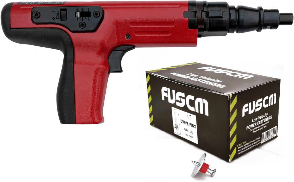 1' washered Fastener + .27 Cal Semi-Auto Powder Actuated Tool with Power Indicator