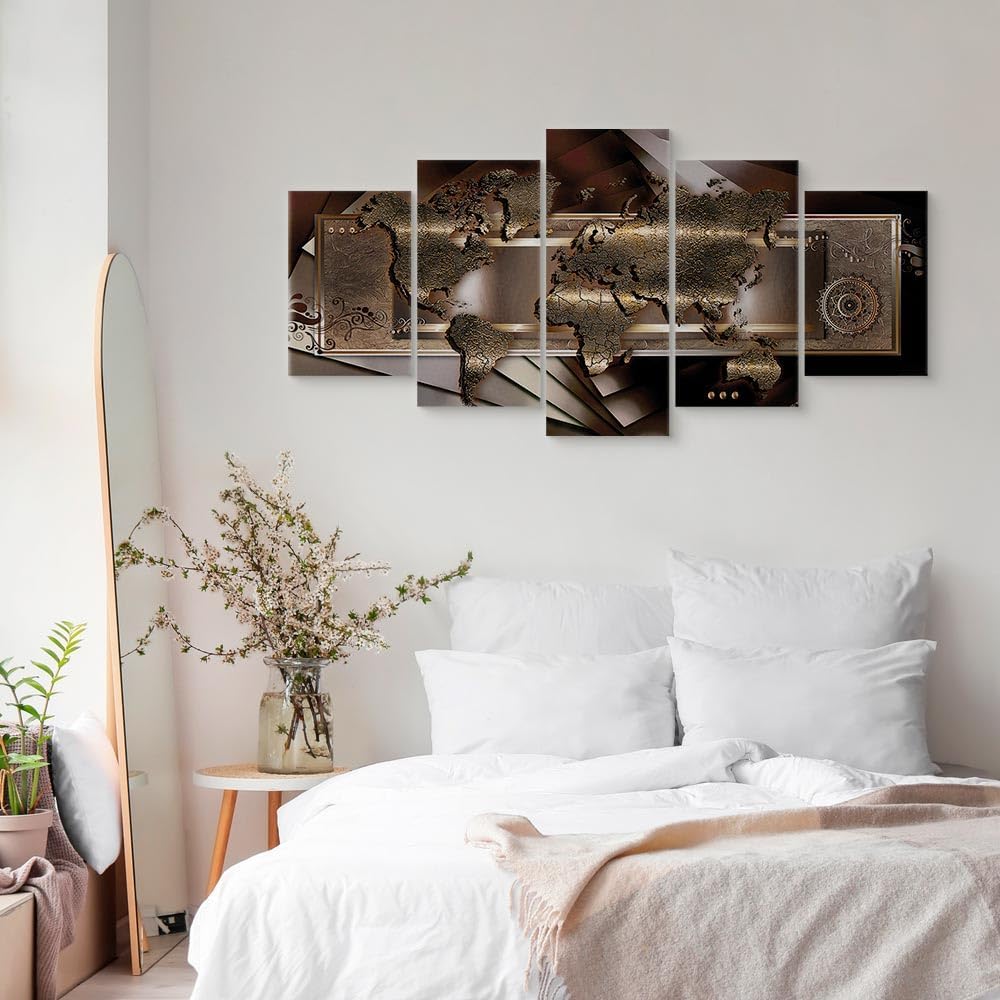 artgeist Canvas Wall Art Print World Map 59x30 in - 5pcs Home Decor Framed Stretched Picture Photo Painting Artwork Image k-A-0013-b-o