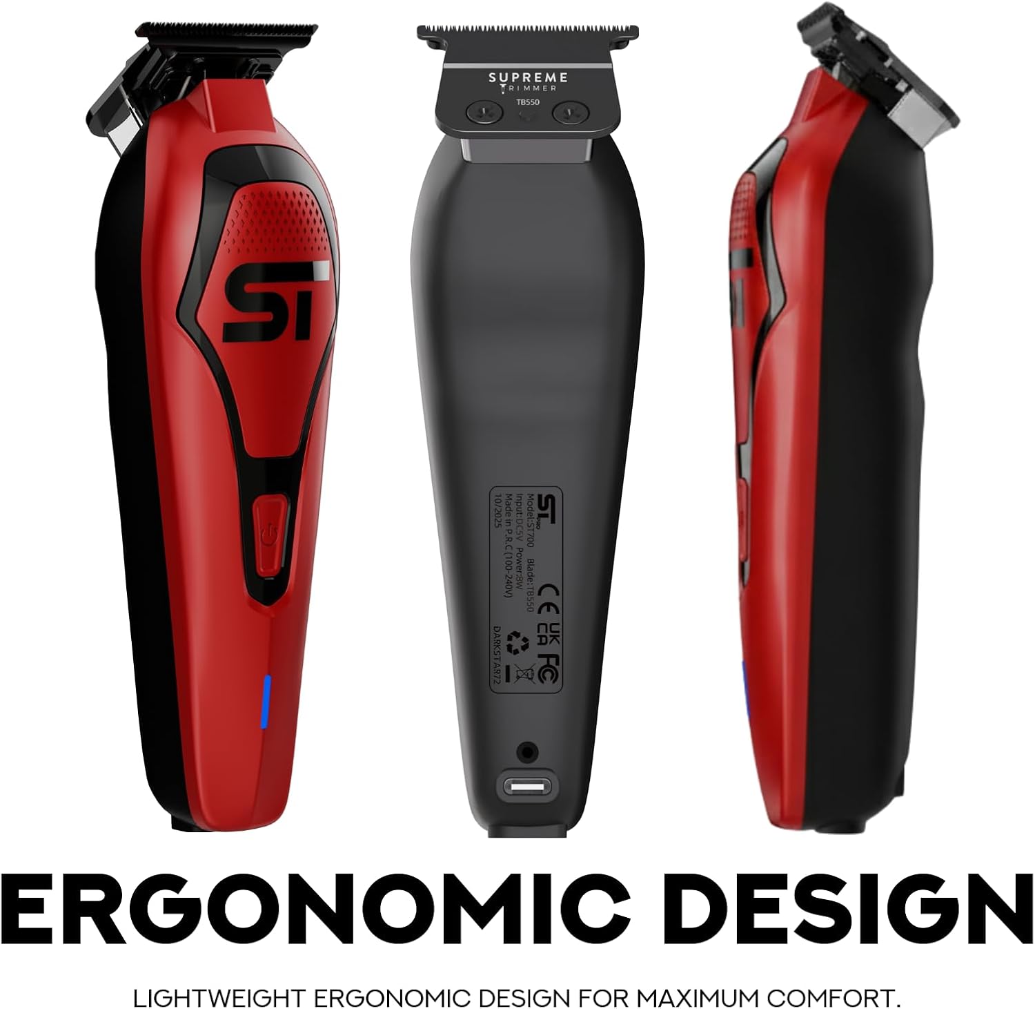 Supreme Trimmer Darkstar 72 Trimmer ST700 with Magnetic Vector Motor | 180 Min Run Time, 9000 RPM Barber Hair Trimmer | Low Noise, Professional Beard Trimmer DLC Blades