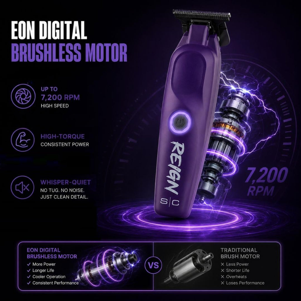 Stylecraft Reign Professional Hair Clipper, Hair Trimmer with Brushless Motor, USB-C Rechargeable, Designed by Barbers for Precision Beard and Hair Grooming