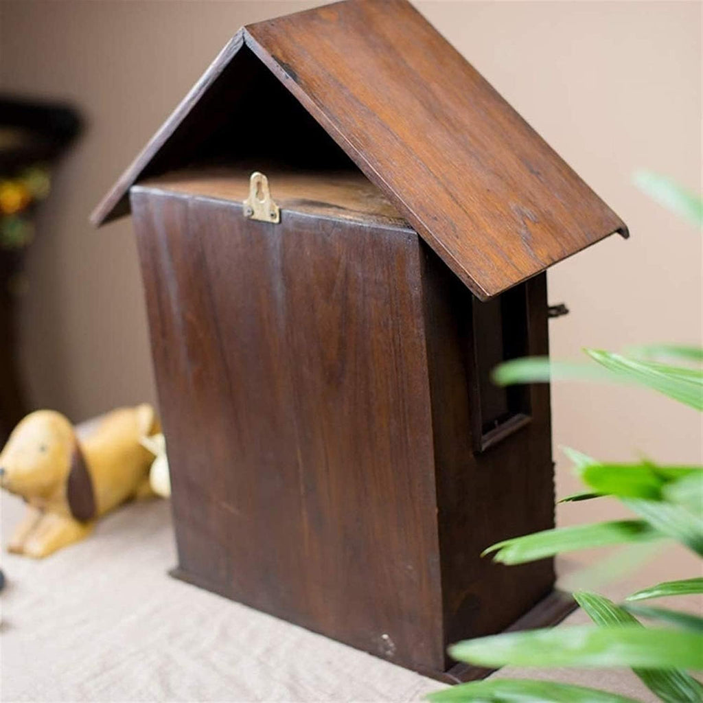 Wall-Mounted Mailbox, Wooden Post Box, Mailboxes Wall Mounted, Easy to Install, Suitable for Villa, Outdoor, School, Family