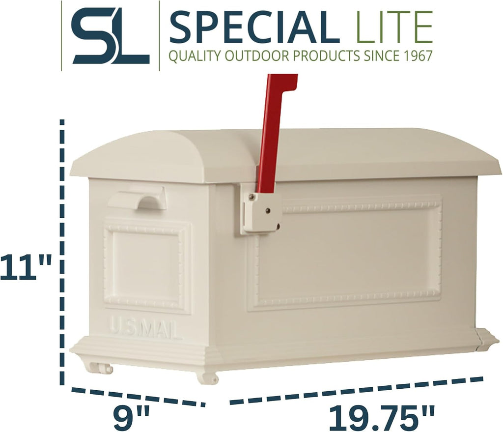 Special Lite Traditional Curbside Mailbox - White Aluminum Mailbox for Post Mount - SCT-1010-WH