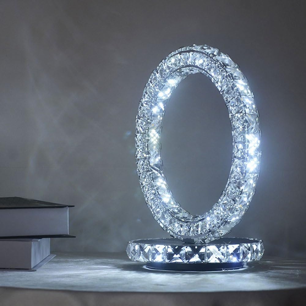 Crystal Table lamp Crystal Bedroom Headboard Creative Atmosphere Simple Wedding Table Lamp Table Lamps(White)