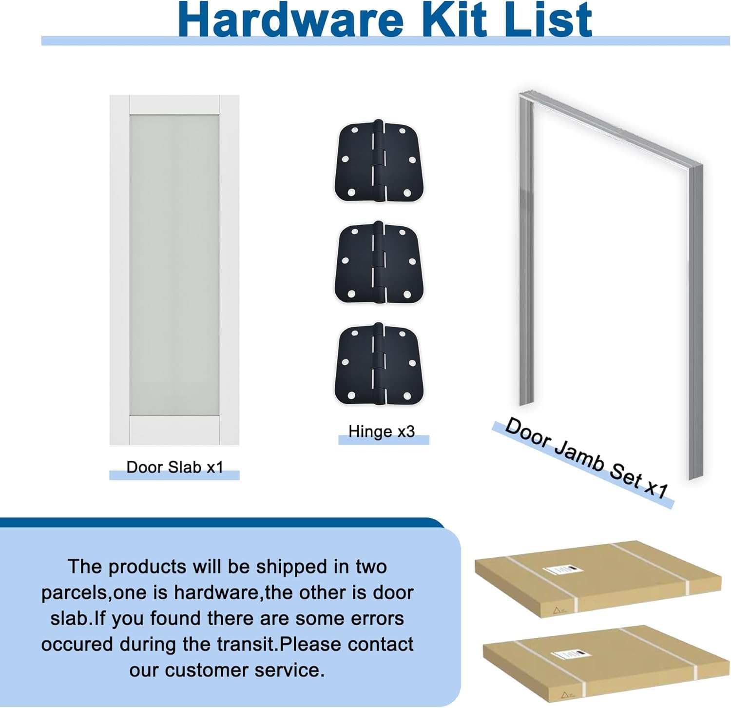 18' x 80' Prehung Door White Primed Panel Slab Doors with Jamb Kit, Solid Core MDF Interior Door for Bathroom Pantry Laundry, Easy Assemble - Right Handed