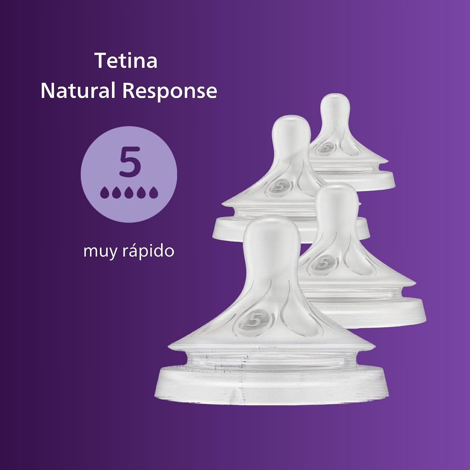 Philips Avent Natural Response Nipples, Extra Fast Flow (Flow 5), 48-Pack, SCY965/44