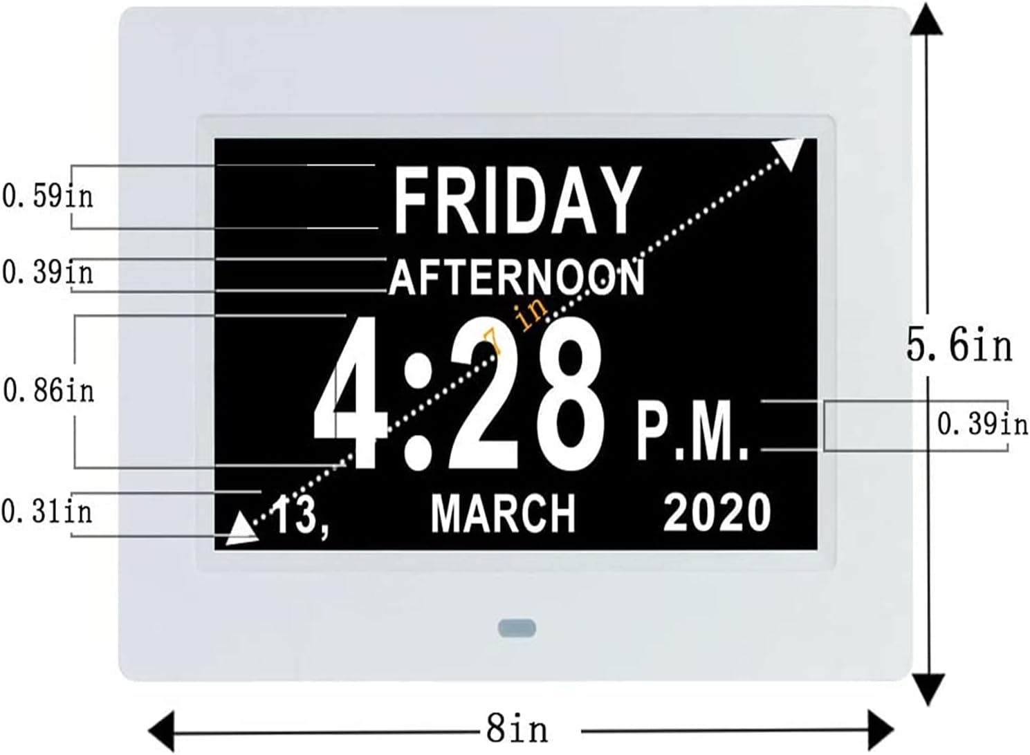 7 Inch Digital Calendar Day Date Clock - 12 Alarm Options,Extra Large Non-Abbreviated Day& Memory Loss Clock for Seniors,Dementia,Impaired Vision
