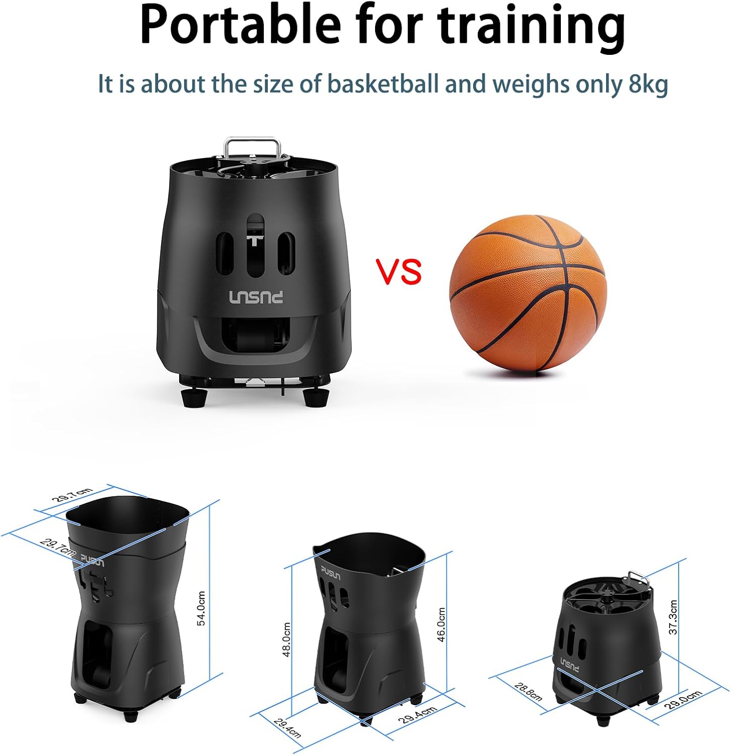 PT-MINI PRO-【Portable & Smart Tennis Ball Machine】 Perfect for Beginner Training | 65+ Ball Capacity | 3-5 Hours Battery Life | Speed 8-60km/h | Fixed Toss | Controlled via Mobile App
