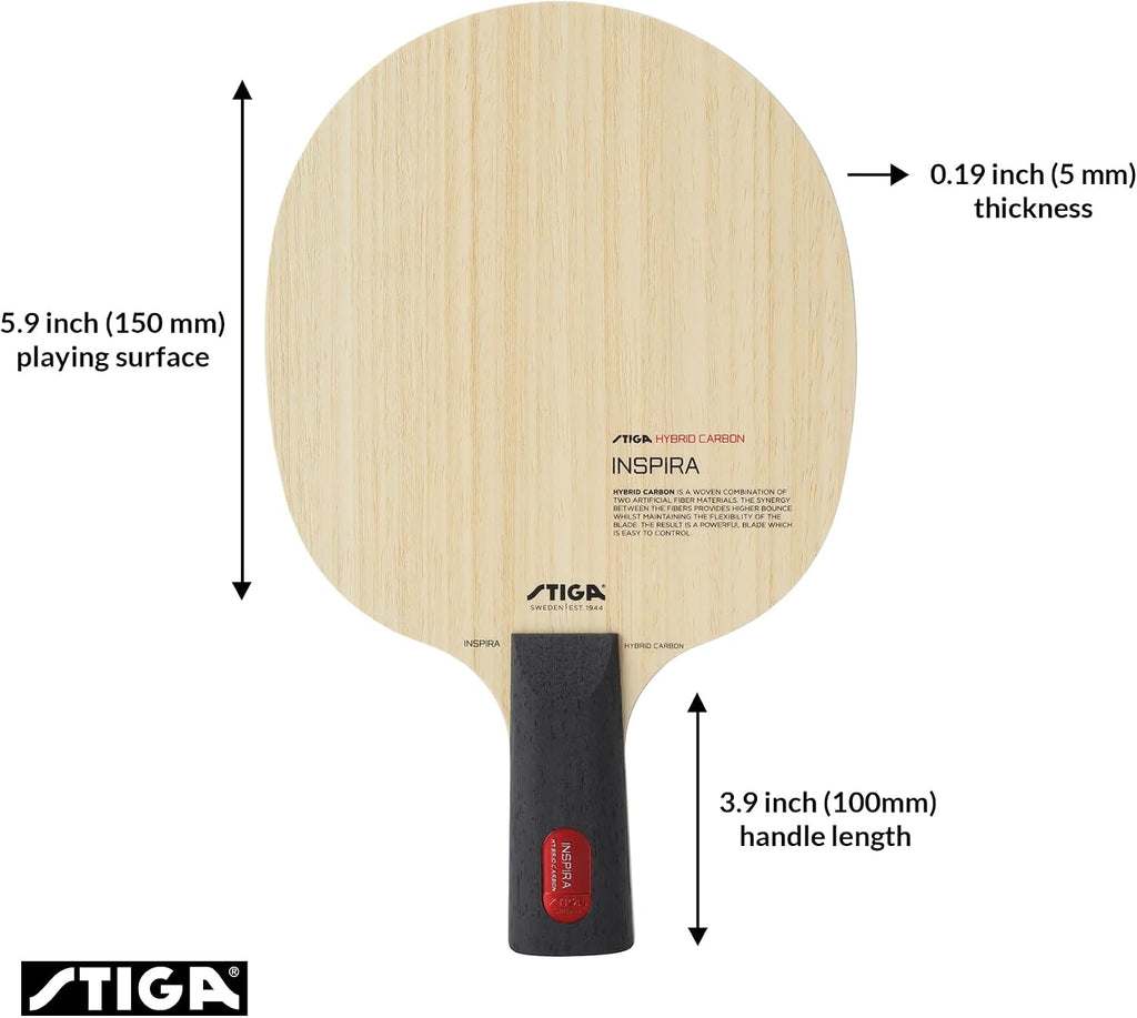STIGA Inspira Hybrid Carbon Table Tennis Blade, Offensive Professional Blade with Maximum Control & Power