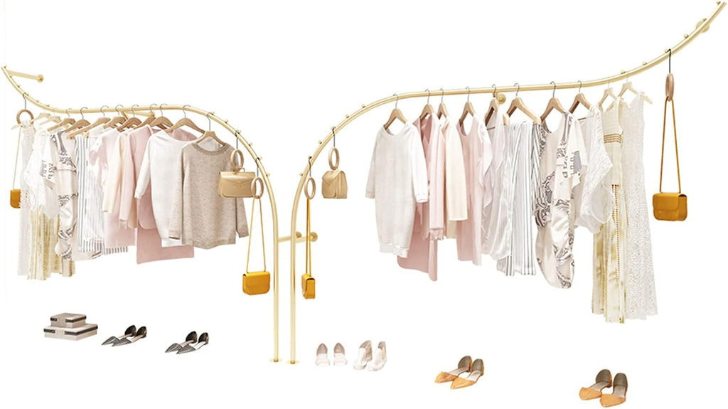 Creative Display Garment Racks in Boutique Clothing Stores,Modern Retail Garment Rack,Clothing Rail,Retail Display Rack,Closet Storage,Clothes Organizer,Gold (C-170Cm/67In