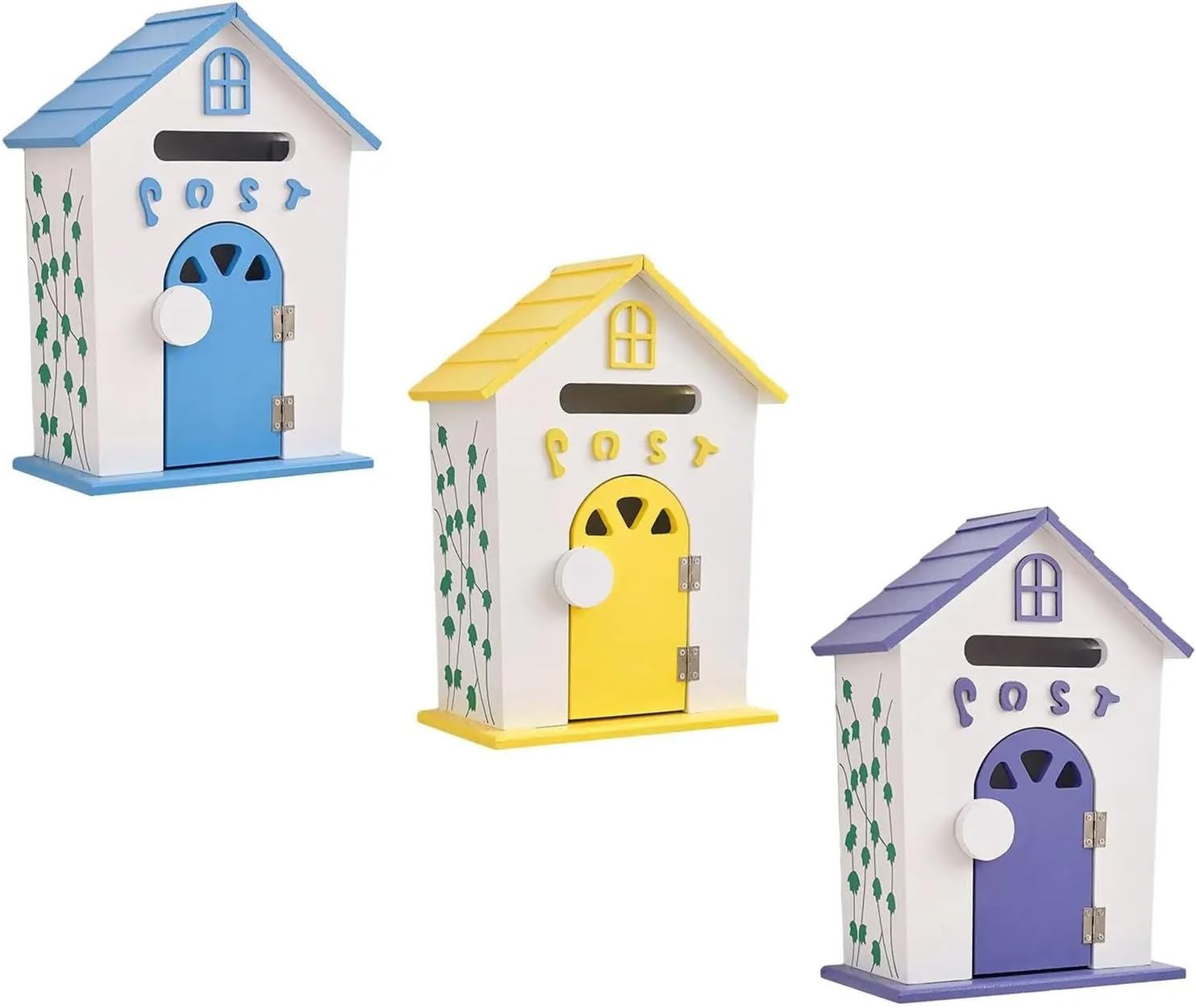 Wall Mount Mailbox Garden Wooden Post Box Rustic Sturdy Farmhouse Letter for Home Office(Purple)